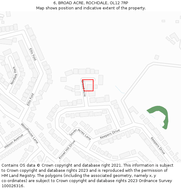 6, BROAD ACRE, ROCHDALE, OL12 7RP: Location map and indicative extent of plot