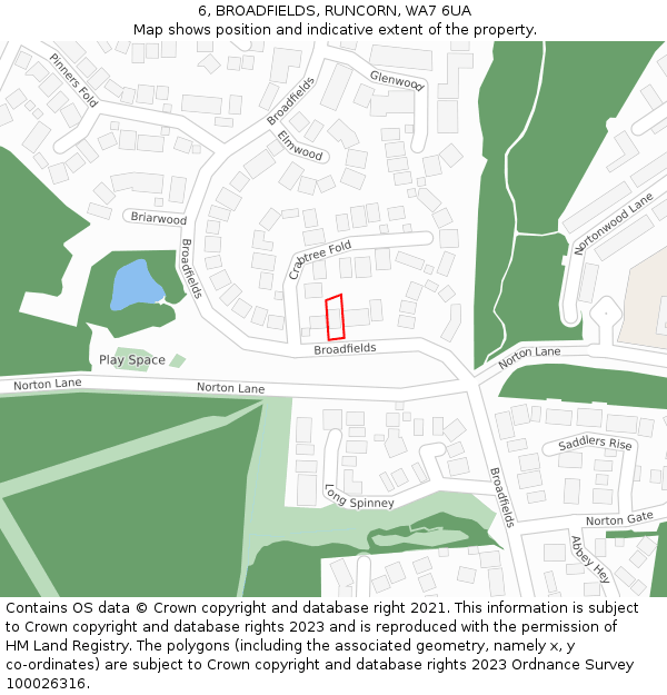 6, BROADFIELDS, RUNCORN, WA7 6UA: Location map and indicative extent of plot