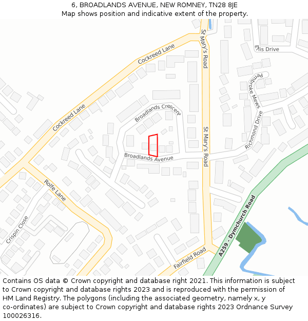 6, BROADLANDS AVENUE, NEW ROMNEY, TN28 8JE: Location map and indicative extent of plot