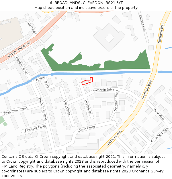 6, BROADLANDS, CLEVEDON, BS21 6YT: Location map and indicative extent of plot