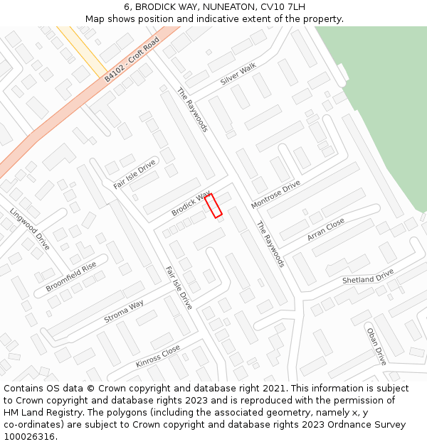 6, BRODICK WAY, NUNEATON, CV10 7LH: Location map and indicative extent of plot