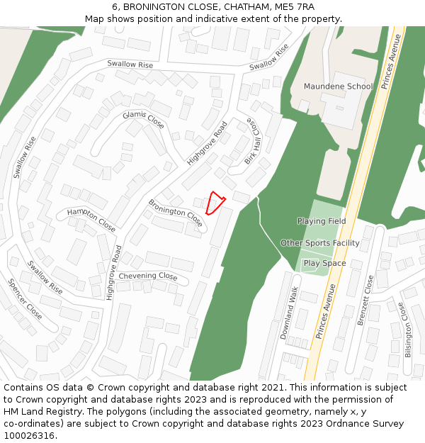 6, BRONINGTON CLOSE, CHATHAM, ME5 7RA: Location map and indicative extent of plot
