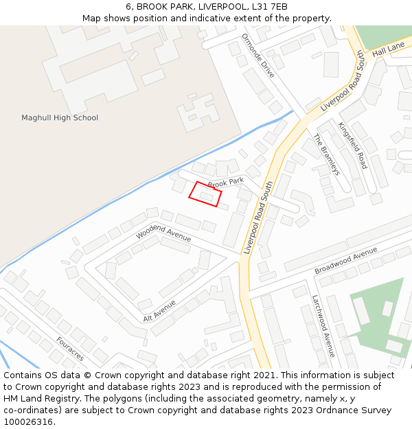 6, BROOK PARK, LIVERPOOL, L31 7EB: Location map and indicative extent of plot