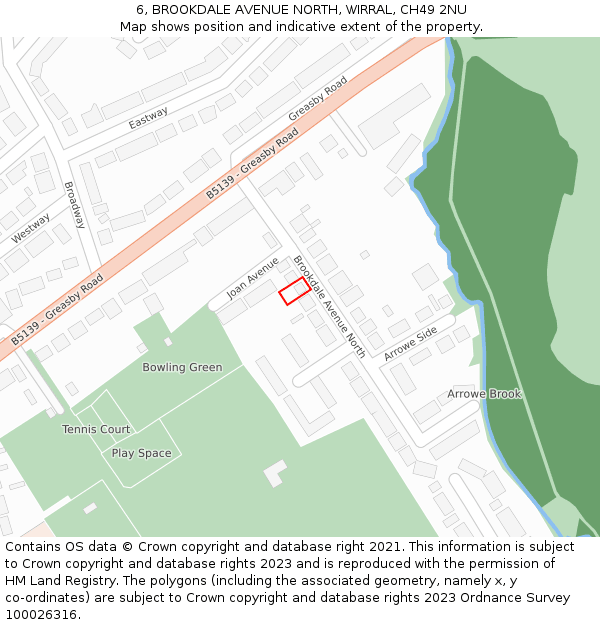 6, BROOKDALE AVENUE NORTH, WIRRAL, CH49 2NU: Location map and indicative extent of plot