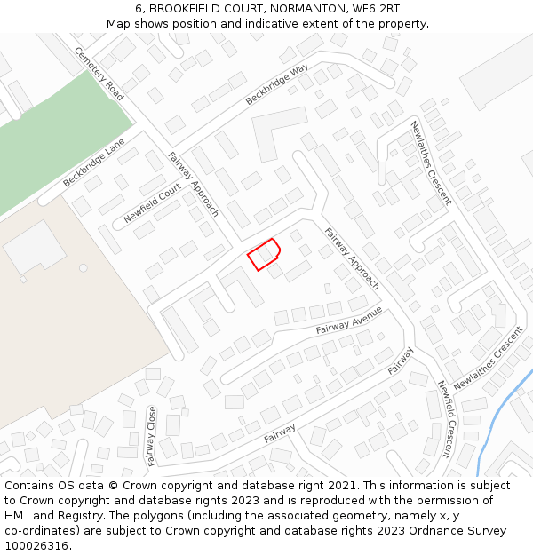 6, BROOKFIELD COURT, NORMANTON, WF6 2RT: Location map and indicative extent of plot