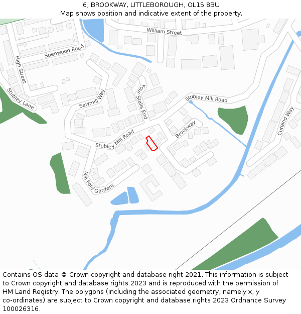 6, BROOKWAY, LITTLEBOROUGH, OL15 8BU: Location map and indicative extent of plot