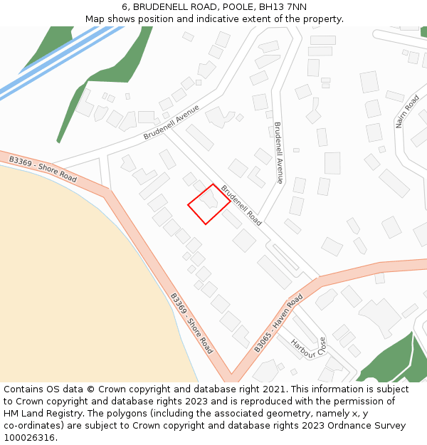 6, BRUDENELL ROAD, POOLE, BH13 7NN: Location map and indicative extent of plot