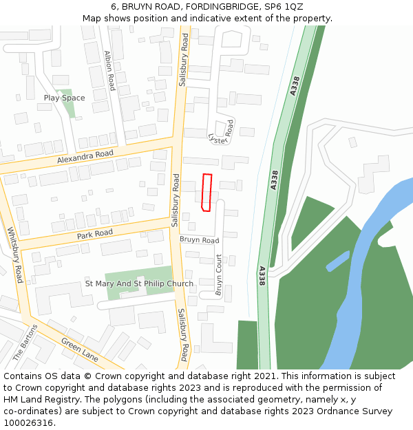 6, BRUYN ROAD, FORDINGBRIDGE, SP6 1QZ: Location map and indicative extent of plot