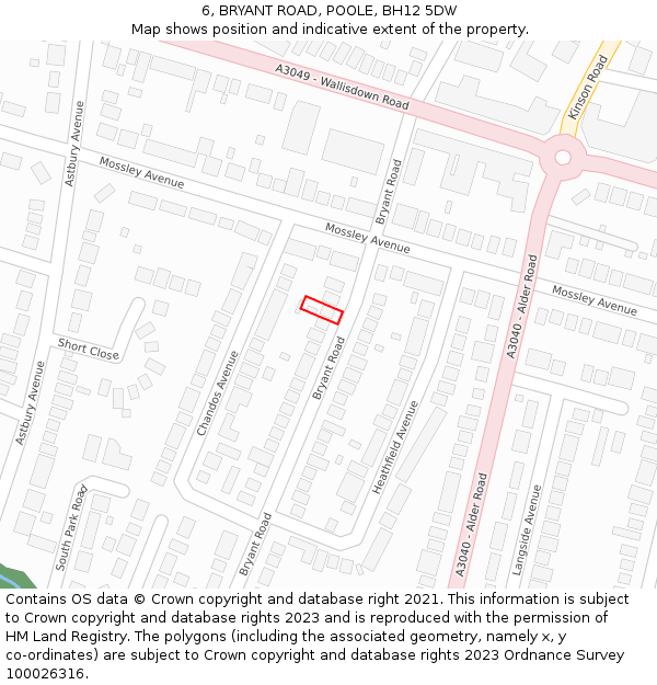 6, BRYANT ROAD, POOLE, BH12 5DW: Location map and indicative extent of plot