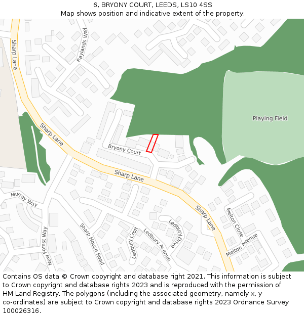 6, BRYONY COURT, LEEDS, LS10 4SS: Location map and indicative extent of plot