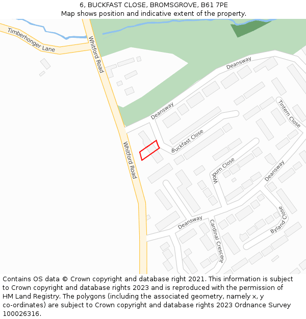 6, BUCKFAST CLOSE, BROMSGROVE, B61 7PE: Location map and indicative extent of plot