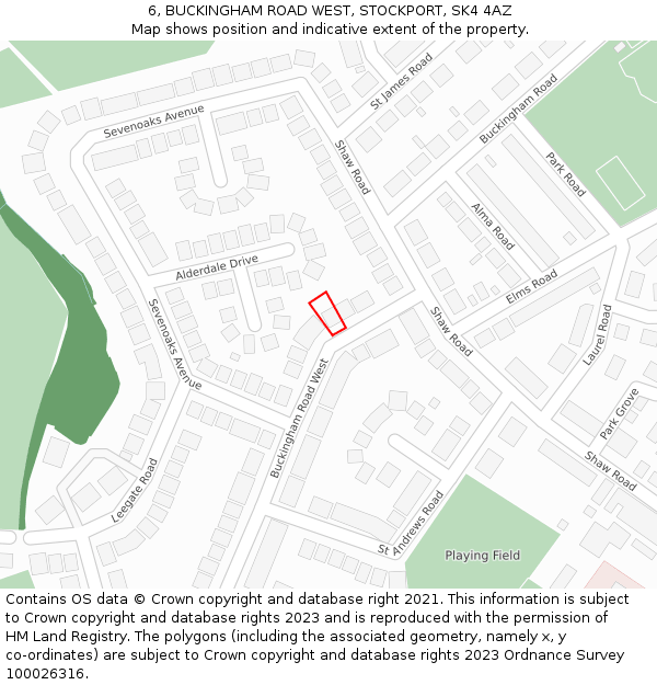 6, BUCKINGHAM ROAD WEST, STOCKPORT, SK4 4AZ: Location map and indicative extent of plot