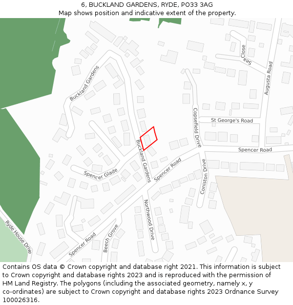 6, BUCKLAND GARDENS, RYDE, PO33 3AG: Location map and indicative extent of plot