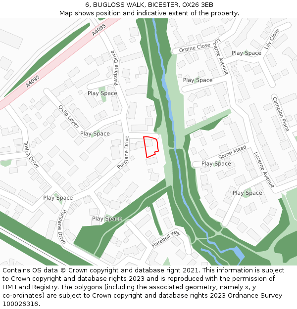 6, BUGLOSS WALK, BICESTER, OX26 3EB: Location map and indicative extent of plot