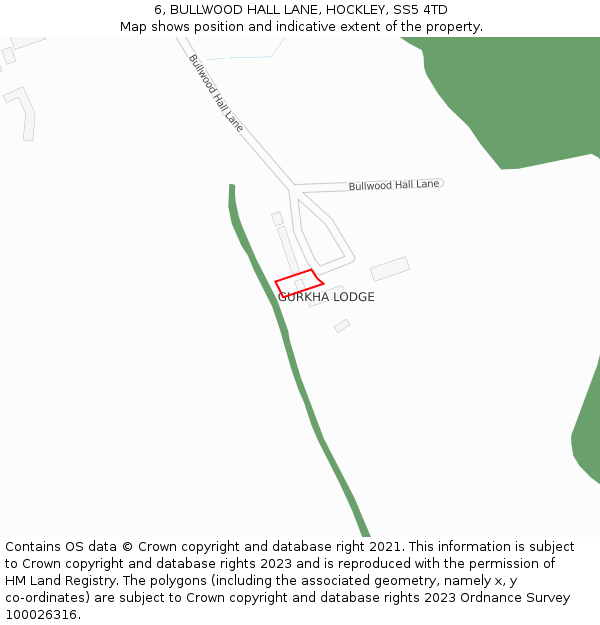 6, BULLWOOD HALL LANE, HOCKLEY, SS5 4TD: Location map and indicative extent of plot