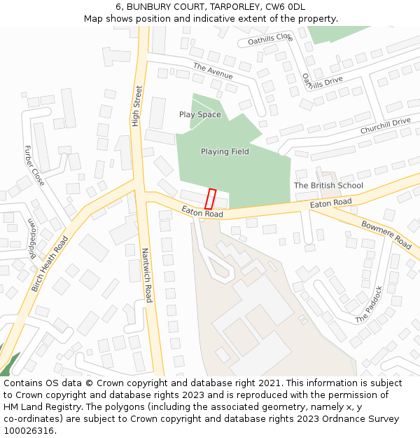 6, BUNBURY COURT, TARPORLEY, CW6 0DL: Location map and indicative extent of plot