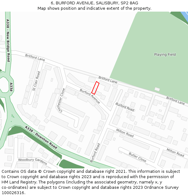 6, BURFORD AVENUE, SALISBURY, SP2 8AG: Location map and indicative extent of plot