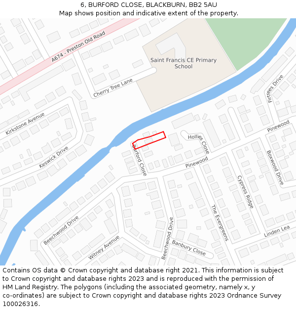 6, BURFORD CLOSE, BLACKBURN, BB2 5AU: Location map and indicative extent of plot