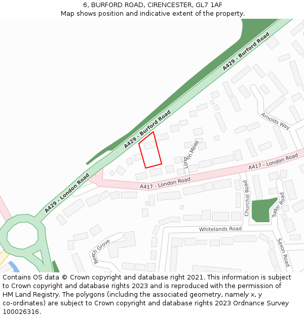 6, BURFORD ROAD, CIRENCESTER, GL7 1AF: Location map and indicative extent of plot
