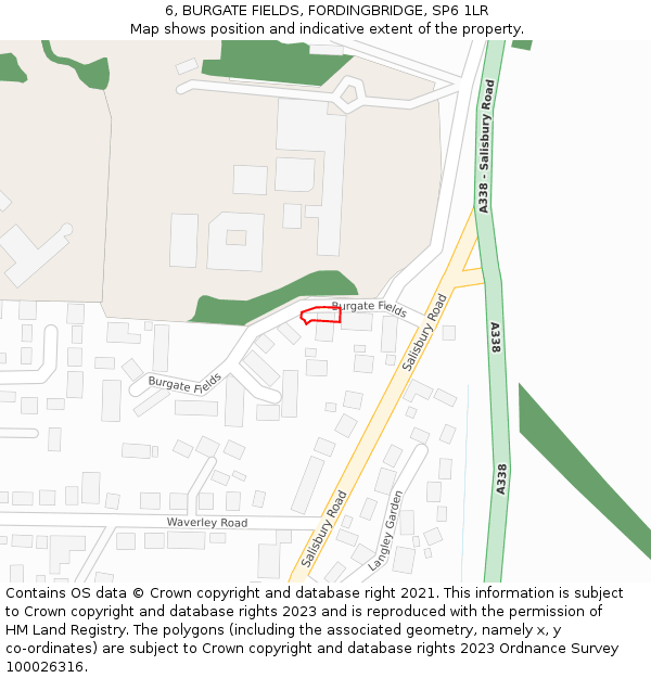 6, BURGATE FIELDS, FORDINGBRIDGE, SP6 1LR: Location map and indicative extent of plot