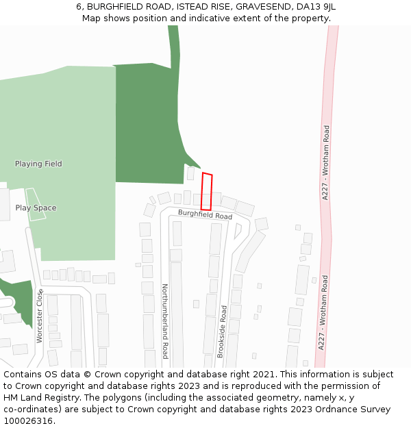 6, BURGHFIELD ROAD, ISTEAD RISE, GRAVESEND, DA13 9JL: Location map and indicative extent of plot
