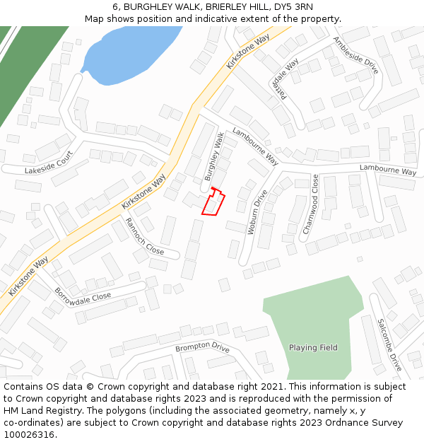 6, BURGHLEY WALK, BRIERLEY HILL, DY5 3RN: Location map and indicative extent of plot