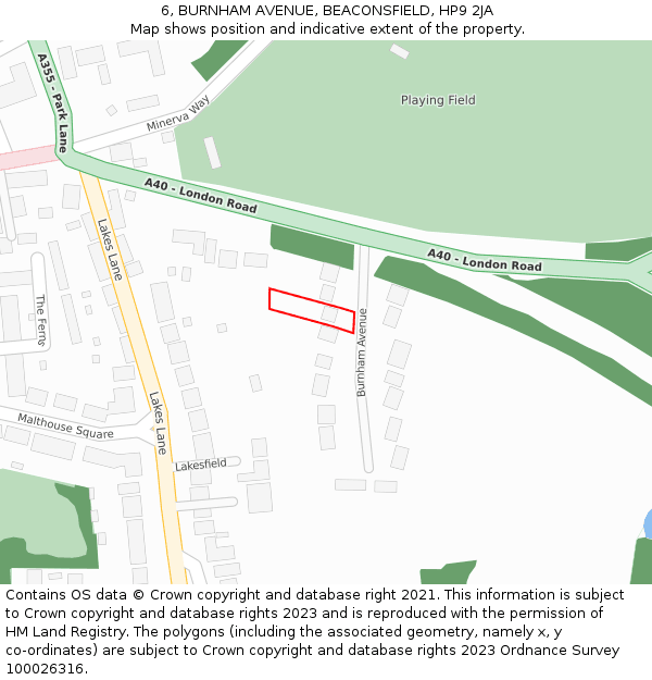 6, BURNHAM AVENUE, BEACONSFIELD, HP9 2JA: Location map and indicative extent of plot