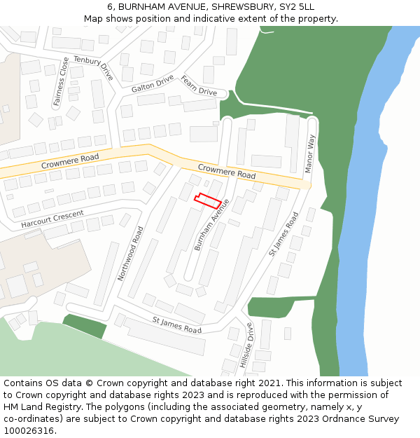 6, BURNHAM AVENUE, SHREWSBURY, SY2 5LL: Location map and indicative extent of plot