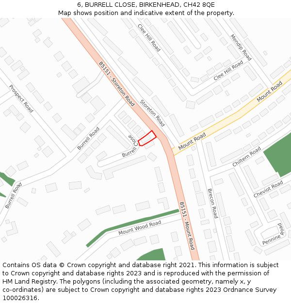 6, BURRELL CLOSE, BIRKENHEAD, CH42 8QE: Location map and indicative extent of plot