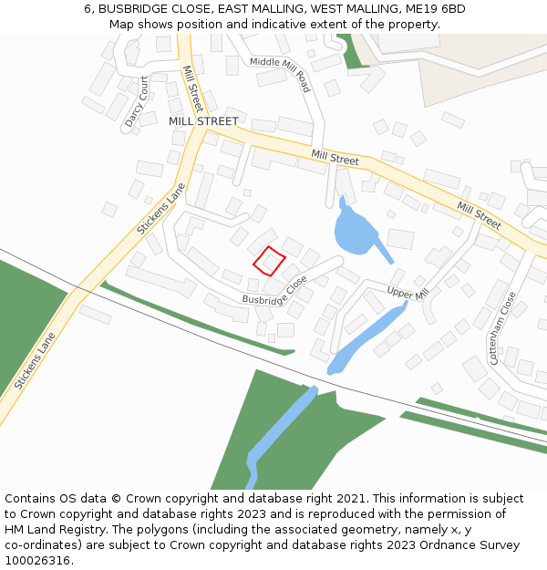 6, BUSBRIDGE CLOSE, EAST MALLING, WEST MALLING, ME19 6BD: Location map and indicative extent of plot