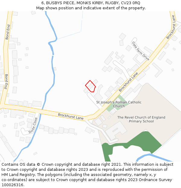 6, BUSBYS PIECE, MONKS KIRBY, RUGBY, CV23 0RQ: Location map and indicative extent of plot