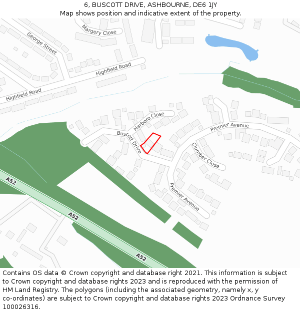 6, BUSCOTT DRIVE, ASHBOURNE, DE6 1JY: Location map and indicative extent of plot