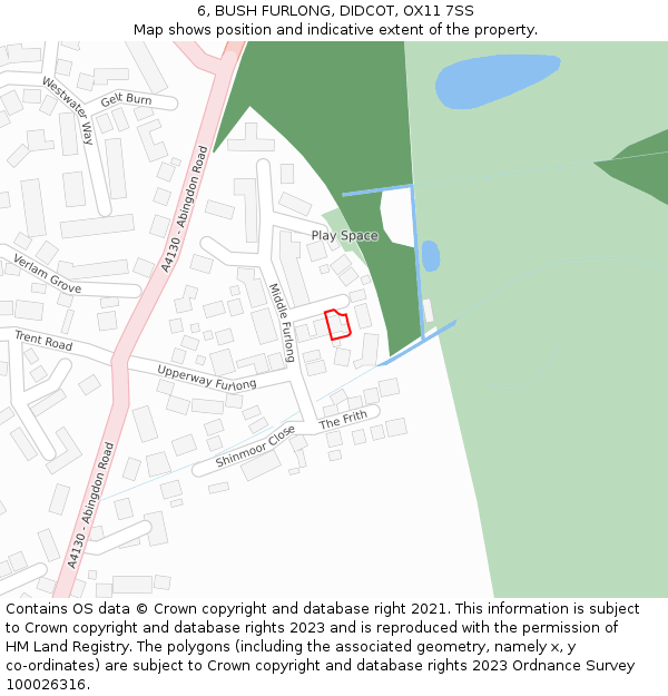 6, BUSH FURLONG, DIDCOT, OX11 7SS: Location map and indicative extent of plot