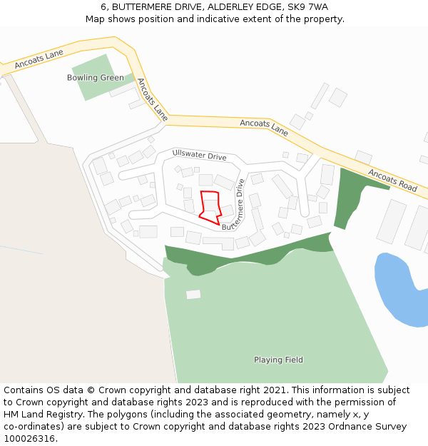 6, BUTTERMERE DRIVE, ALDERLEY EDGE, SK9 7WA: Location map and indicative extent of plot