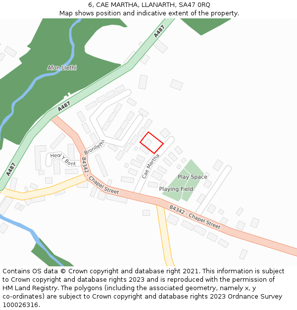 6, CAE MARTHA, LLANARTH, SA47 0RQ: Location map and indicative extent of plot