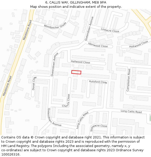 6, CALLIS WAY, GILLINGHAM, ME8 9PA: Location map and indicative extent of plot