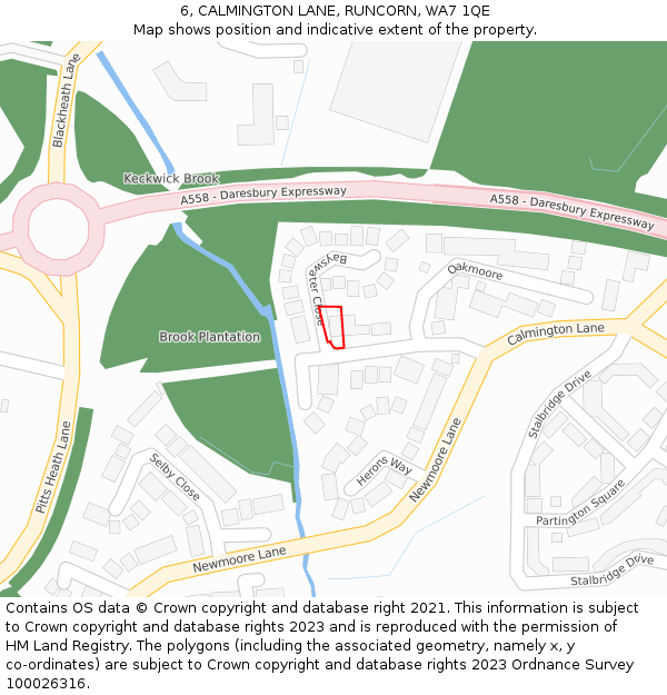 6, CALMINGTON LANE, RUNCORN, WA7 1QE: Location map and indicative extent of plot