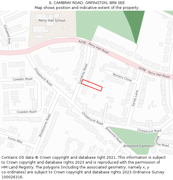 6, CAMBRAY ROAD, ORPINGTON, BR6 0EE: Location map and indicative extent of plot