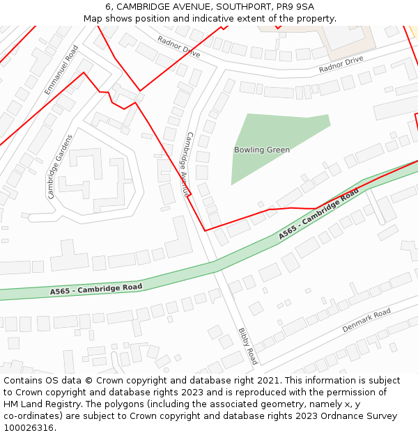 6, CAMBRIDGE AVENUE, SOUTHPORT, PR9 9SA: Location map and indicative extent of plot