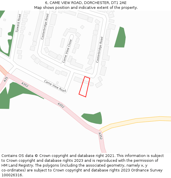 6, CAME VIEW ROAD, DORCHESTER, DT1 2AE: Location map and indicative extent of plot