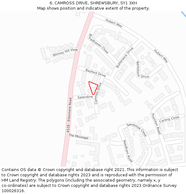 6, CAMROSS DRIVE, SHREWSBURY, SY1 3XH: Location map and indicative extent of plot