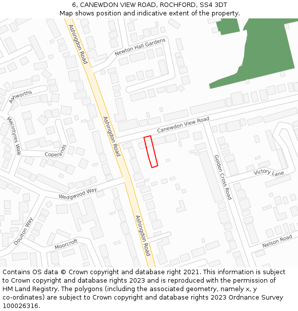 6, CANEWDON VIEW ROAD, ROCHFORD, SS4 3DT: Location map and indicative extent of plot