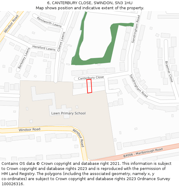 6, CANTERBURY CLOSE, SWINDON, SN3 1HU: Location map and indicative extent of plot