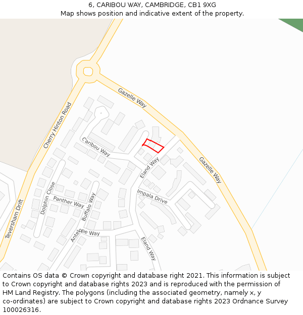 6, CARIBOU WAY, CAMBRIDGE, CB1 9XG: Location map and indicative extent of plot