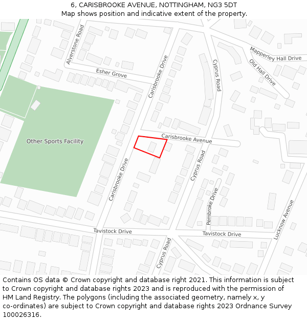 6, CARISBROOKE AVENUE, NOTTINGHAM, NG3 5DT: Location map and indicative extent of plot