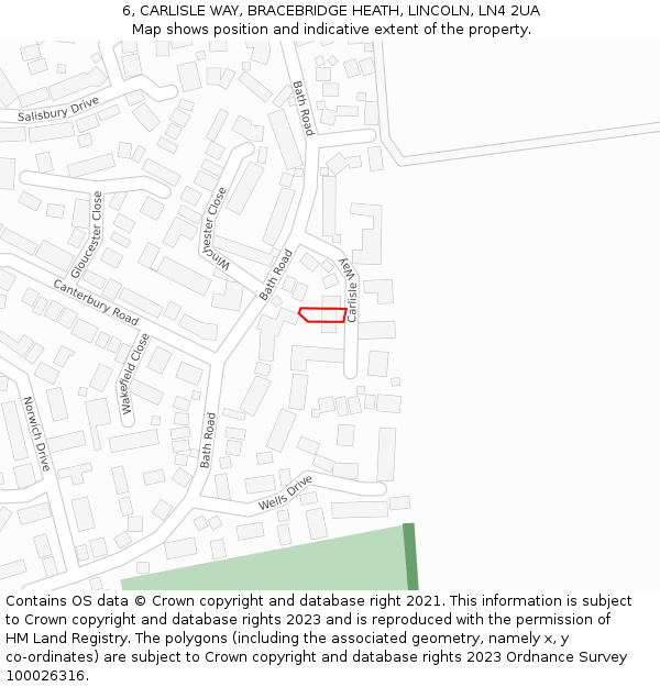 6, CARLISLE WAY, BRACEBRIDGE HEATH, LINCOLN, LN4 2UA: Location map and indicative extent of plot