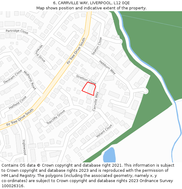 6, CARRVILLE WAY, LIVERPOOL, L12 0QE: Location map and indicative extent of plot
