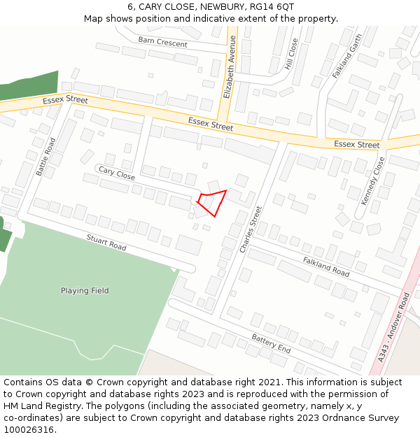 6, CARY CLOSE, NEWBURY, RG14 6QT: Location map and indicative extent of plot