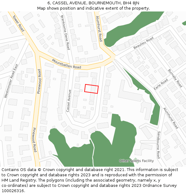 6, CASSEL AVENUE, BOURNEMOUTH, BH4 8JN: Location map and indicative extent of plot