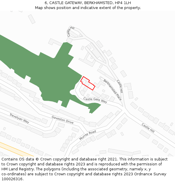 6, CASTLE GATEWAY, BERKHAMSTED, HP4 1LH: Location map and indicative extent of plot